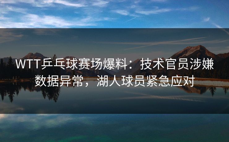 WTT乒乓球赛场爆料：技术官员涉嫌数据异常，湖人球员紧急应对