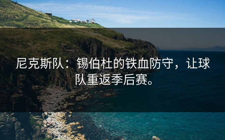 尼克斯队:锡伯杜的铁血防守,让球队重返季后赛。 尼克斯队:锡伯杜的铁血防守,让球队重返季后赛。